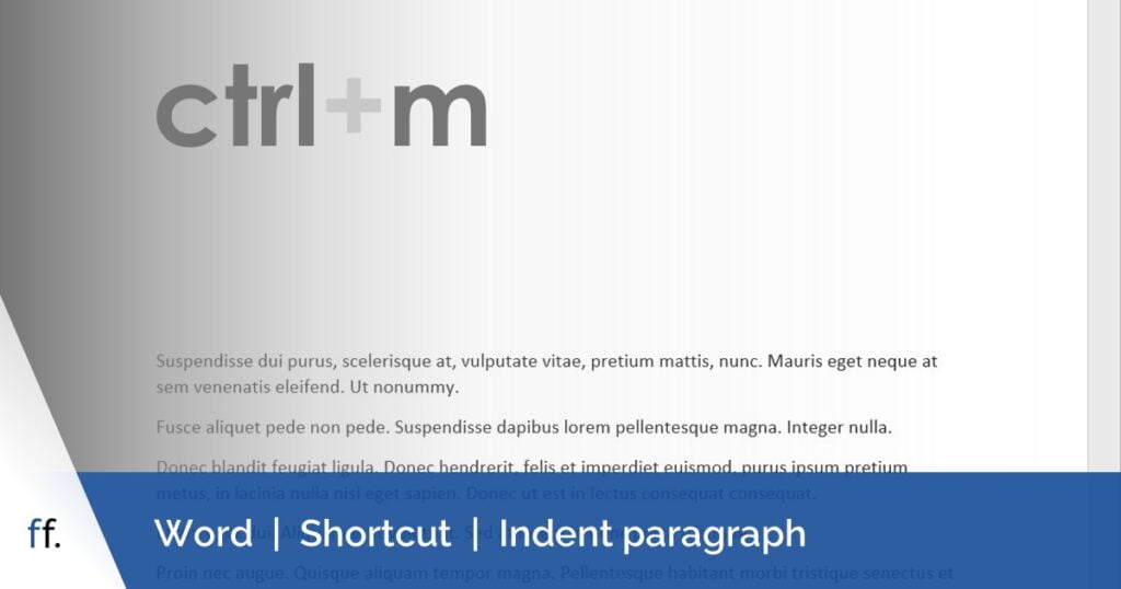 Text showing shortcut keys to indent a paragraph – Ctrl+M.