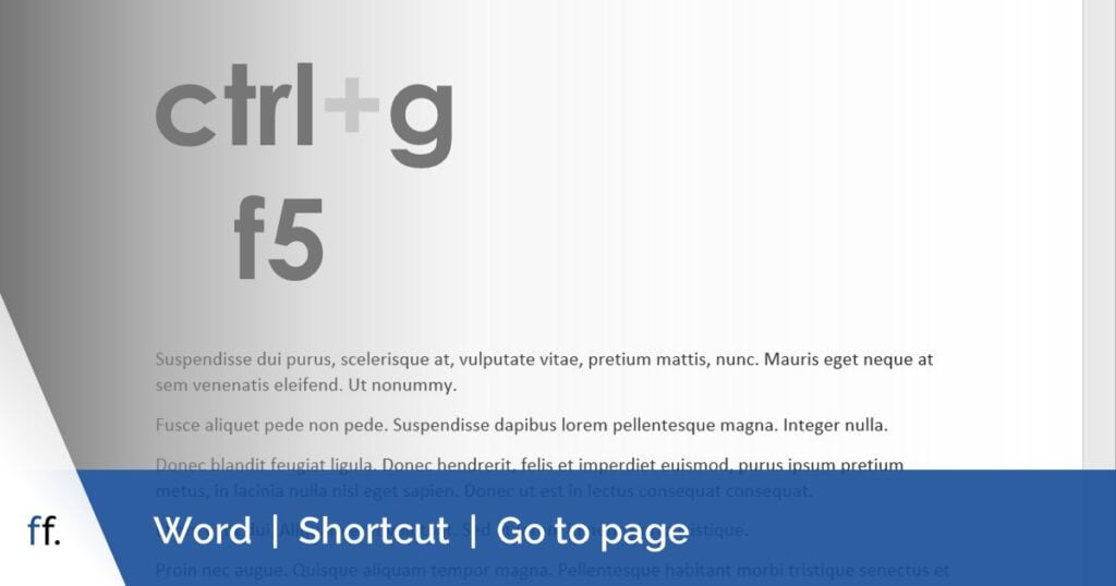 Text showing shortcut key to go to a page – Ctrl+G and F5.